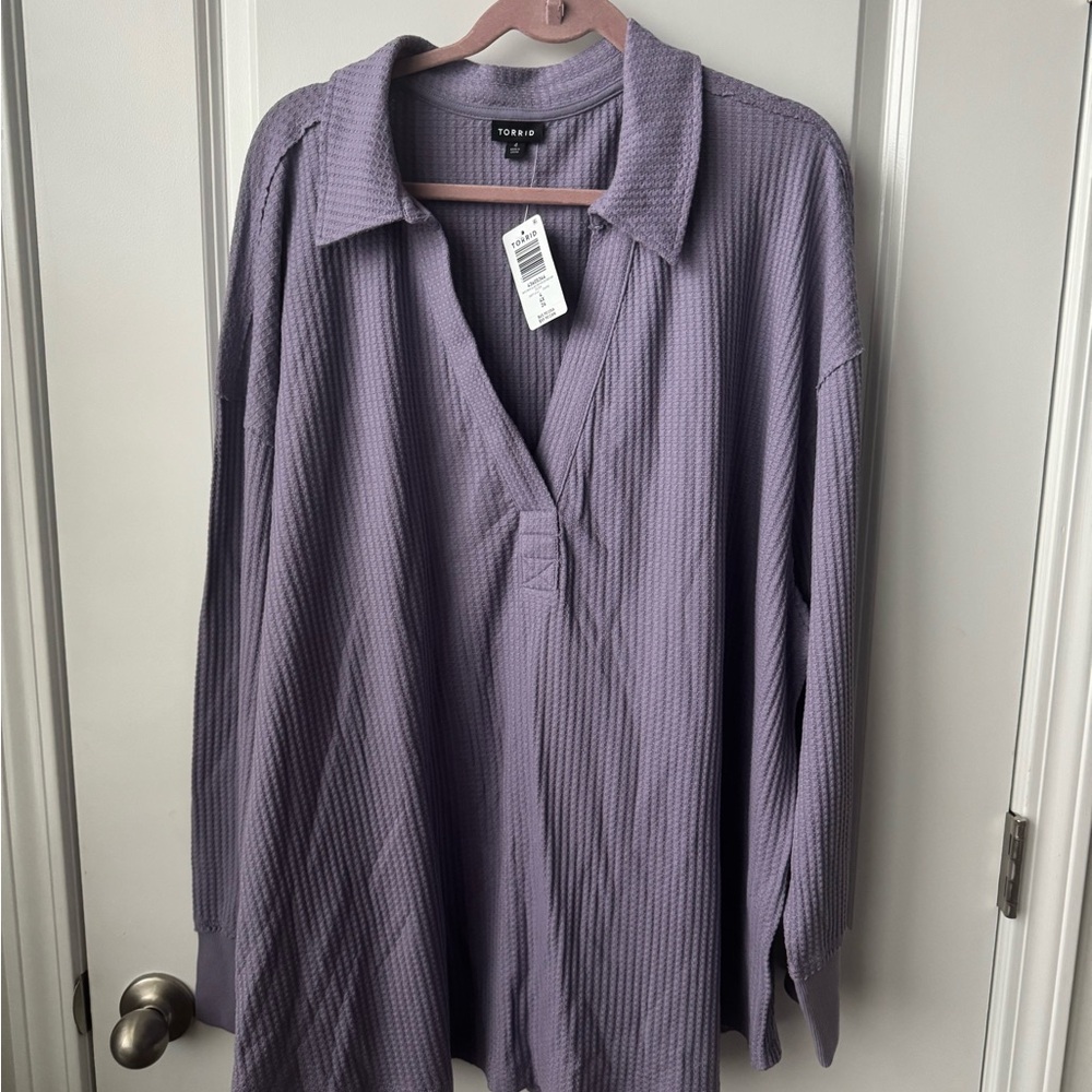 Torrid Waffle Collared Drop Shoulder Top 4x NWT - Picture 2 of 5